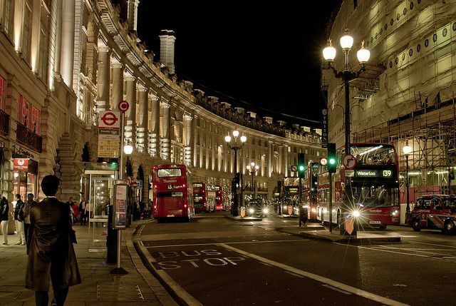 Piccadilly street at night